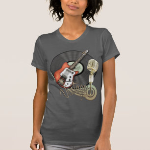Vintage Gitarren- und Mikrofon-Design T-Shirt