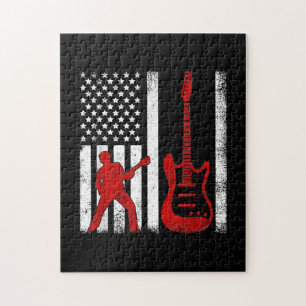 Vintage-Gitarrist Amerikanische USA-Flagge Gitarre Puzzle