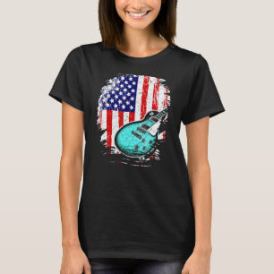 Vintage Gitarrist und US-amerikanische Flagge 3 T-Shirt