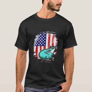 Vintage Gitarrist und US-amerikanische Flagge 3 T-Shirt
