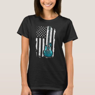 Vintage Gitarrist und US-amerikanische Flagge 6 T-Shirt