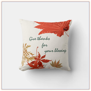 Vintage Give Thanks Orange und Gold Kissen