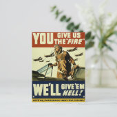 Vintage Give'em Hell Postkarte (Stehend Vorderseite)
