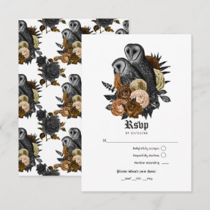 Vintage Glam Amber Eulen Gothic Hochzeit RSVP Karte
