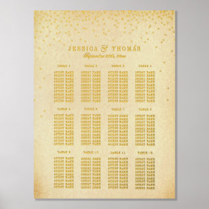 Vintage Glam Gold Konfetti Hochzeits-Sitzplan Foliendrucke
