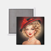Vintage Glam Pin-Up Lady Magnet (Vorderseite/Rückseite)