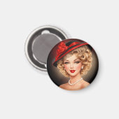  Vintage Glam Pin-Up Lady Magnet (Vorderseite/Rückseite)