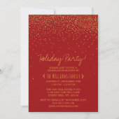 Vintage Glam Red & Gold Feier Einladung (Vorderseite)