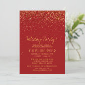 Vintage Glam Red & Gold Feier Einladung (Stehend Vorderseite)