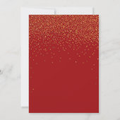 Vintage Glam Red & Gold Feier Einladung (Rückseite)