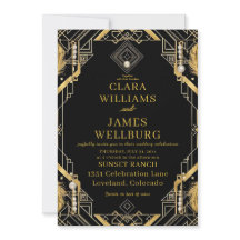Vintage-Glamour-Art-Deco-Hochzeits-Einladung