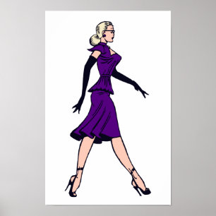 Vintage Glamour-Girl, Retro-Blond-Sekretärin Poster