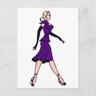 Vintage Glamour Girl, Retro Blond Sekretärin Postkarte