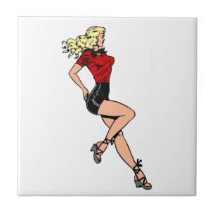 Vintage-Glamour-Girl von nebenan, blonde Schönheit Fliese