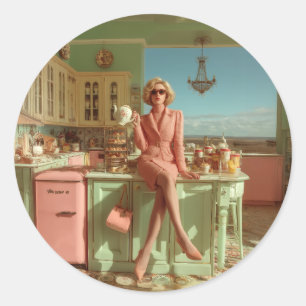Vintage Glamour in der Küche Runder Aufkleber