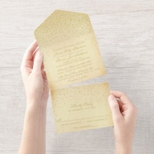 Vintage-Glamour-Konfetti-Hochzeit Echtfolie gepräg All-in-One-Einladung