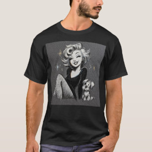 Vintage Glamour Muse Retro Starlet Skizze Kreide G T-Shirt