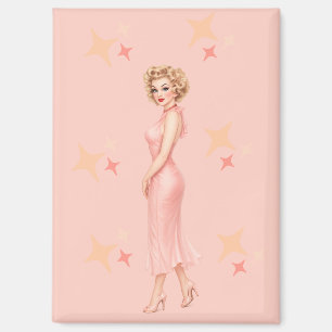 Vintage Glamour Pin-Up Girl in Rosé Magnet