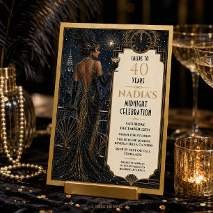 Vintage-Glamour-Roaring-Twenties-Art-Déco-Geburtst Einladung
