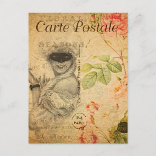Vintage glamouröse Dame Frau mit Maske Französisch Postkarte