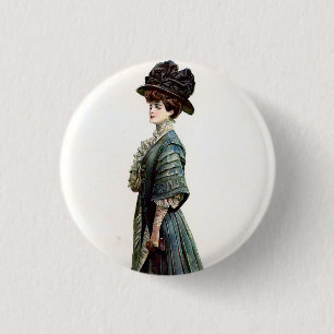 Vintage glamouröse Lady Fashion Illustration Button