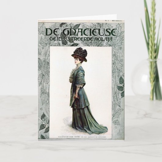 Vintage glamouröse Lady Fashion Illustration Karte (Vorderseite)