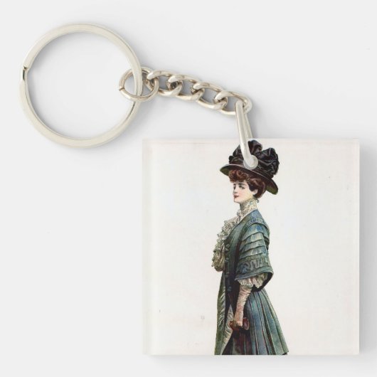 Vintage glamouröse Lady Fashion Illustration Schlüsselanhänger (Vorderseite)
