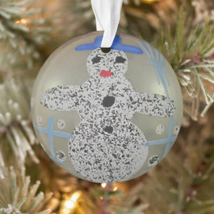 Vintage Glas-Weihnachtsball Schneemann handbemalt Ornament