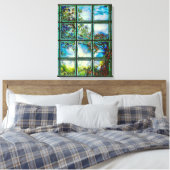 Vintage Glasfenster Landschaftliche Landschaft Leinwanddruck (Insitu (Schlafzimmer))