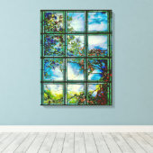 Vintage Glasfenster Landschaftliche Landschaft Leinwanddruck (Insitu (Holzboden))