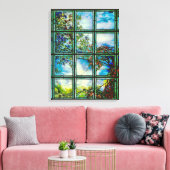 Vintage Glasfenster Landschaftliche Landschaft Leinwanddruck (Insitu (Wohnzimmer))