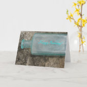 Vintage Glasflasche auf versteinertem Karte (Gelbe Blume)