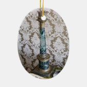 Vintage Glaskerzenhalterung Keramikornament (Hinten)