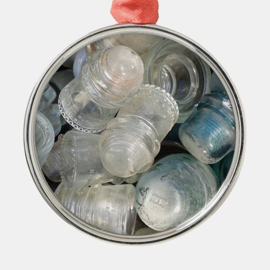 Vintage Glassuline Silbernes Ornament (Vorne)