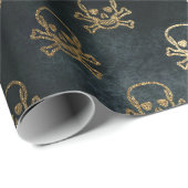 Vintage Glattlederschädel und -knochen Geschenkpapier (Rolleneckpunkt)