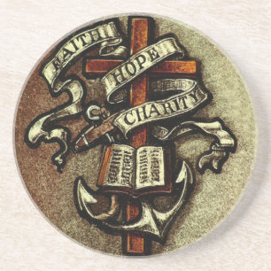 Vintage-Glaube-Hoffnung-und-Nächstenliebe-Symbol- Getränkeuntersetzer