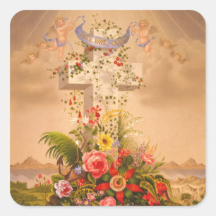 Vintage-Glaube-Hoffnung-Wohltätigkeit-Osterkreuz 1 Quadratischer Aufkleber