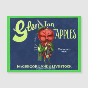 Vintage Glen Ian Äpfel Logo, Hooper, Washington,  Magnetkarte