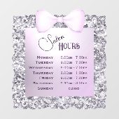 Vintage Glitzer Rahmen Lilac Bow Öffnungszeiten Fensteraufkleber (Blatt)