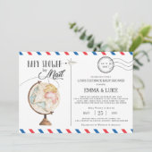 Vintage Globe Babydusche per Mail Einladung (Stehend Vorderseite)