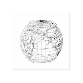 VINTAGE GLOBE HOLZ ART BRIEFMARKE GUMMISTEMPEL