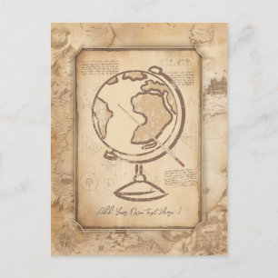 Vintage Globus. Geschenk für Geographie- und Gesch Postkarte