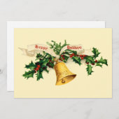 Vintage Glocke, Mistletoe & Holly Feiertagskarte (Vorne/Hinten)