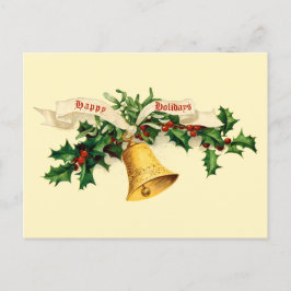 Vintage Glocke, Mistletoe & Holly Feiertagspostkarte