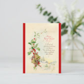 Vintage Glocken und Berries Frohes Neues Jahr Postkarte (Stehend Vorderseite)