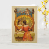 Vintage glückliche Halloween-Gruß-Karte Karte (Gelbe Blume)