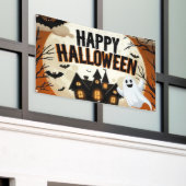 Vintage glückliche Halloween-Kunst Banner (Äußeres Gebäude)