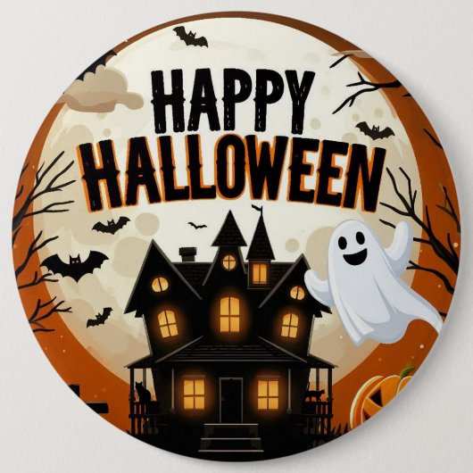 Vintage glückliche Halloween-Kunst Button (Vorderseite)