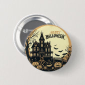 Vintage glückliche Halloween-Kunst Button (Vorne & Hinten)