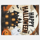 Vintage glückliche Halloween-Kunst Fleecedecke (Vorderseite (Horizontal))